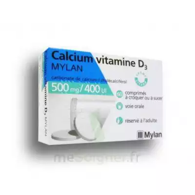 Calcium Vitamine D3 Mylan 500 Mg/400 Ui, Comprimé à Sucer Ou à Croquer à Die