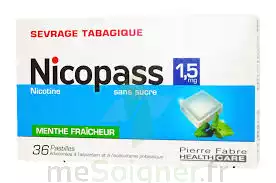Nicopass 1,5 Mg Pastille Sans Sucre Menthe Fraîcheur Plq/36 à Die